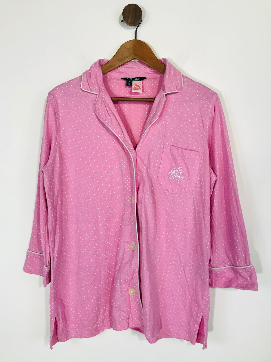 Lauren Ralph Lauren Women's Long Sleeve Lounge Button-Up Shirt | M UK10-12 | Pink