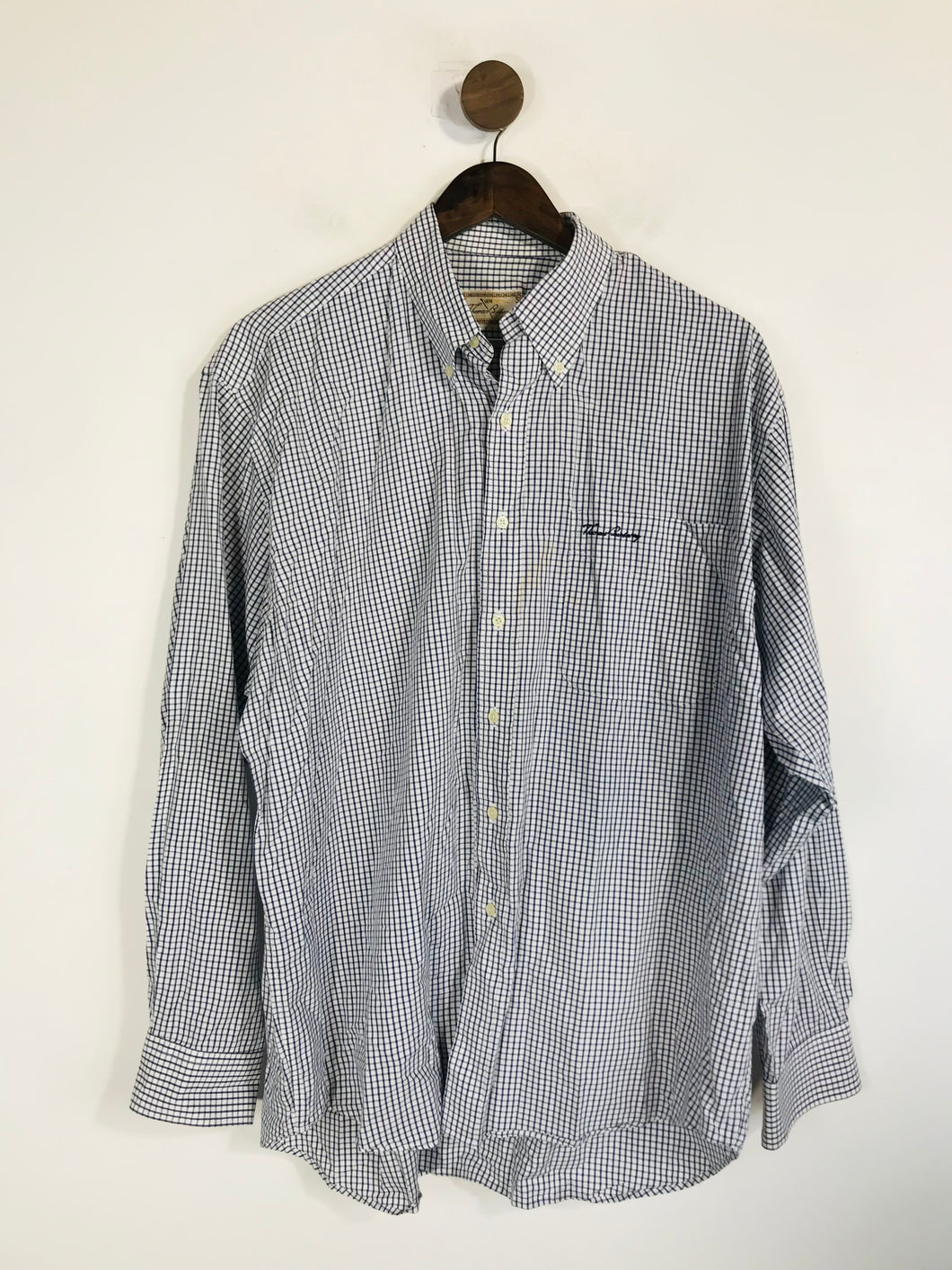 Burberry Men's Cotton Check Button-Up Shirt | L | Blue