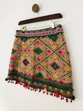 Load image into Gallery viewer, Mango Women&#39;s Boho,Embroidered Pom-Pom Mini Skirt | UK10 | Multicolour

