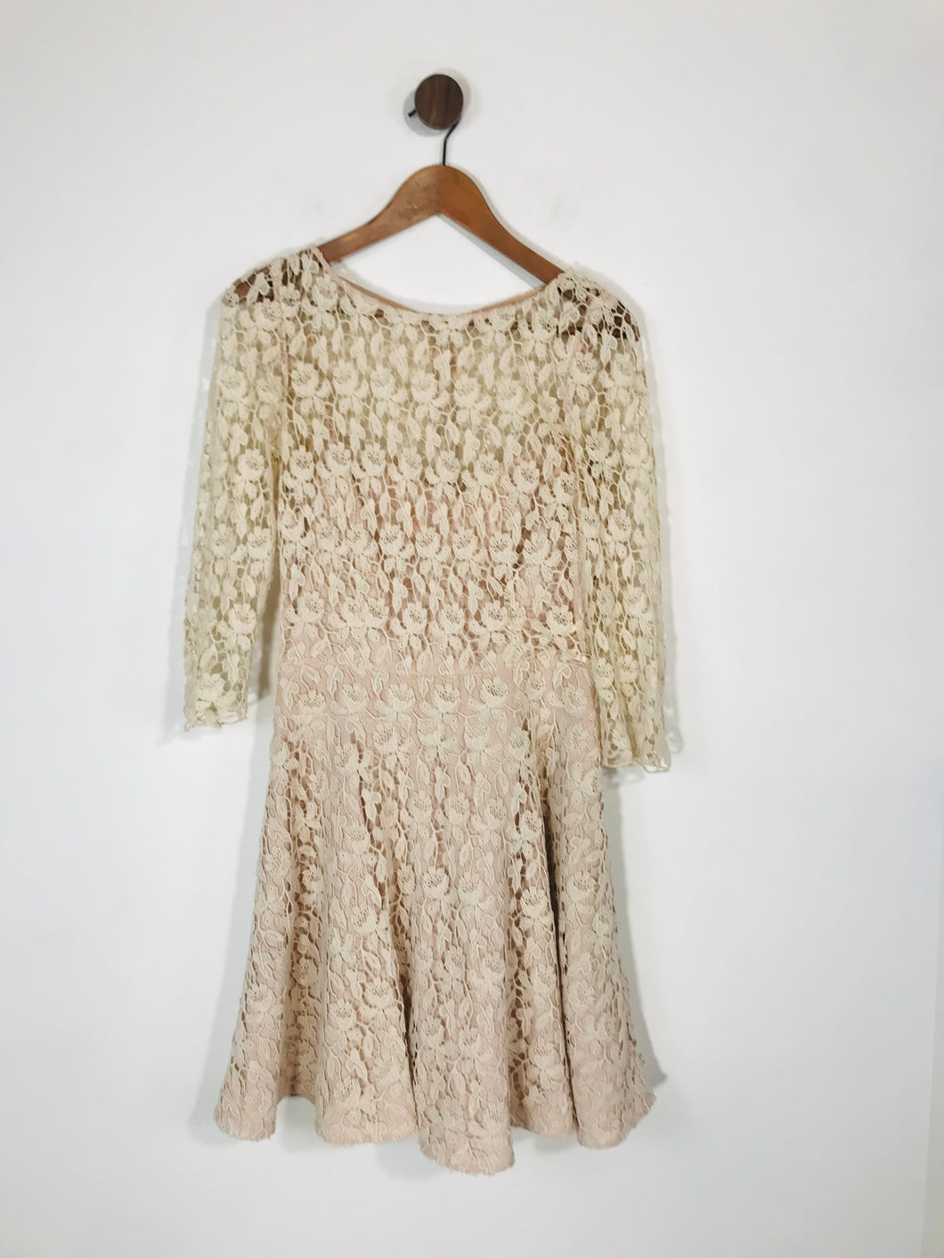 Reiss Women's Floral Lace A-Line Dress | UK12  | Pink