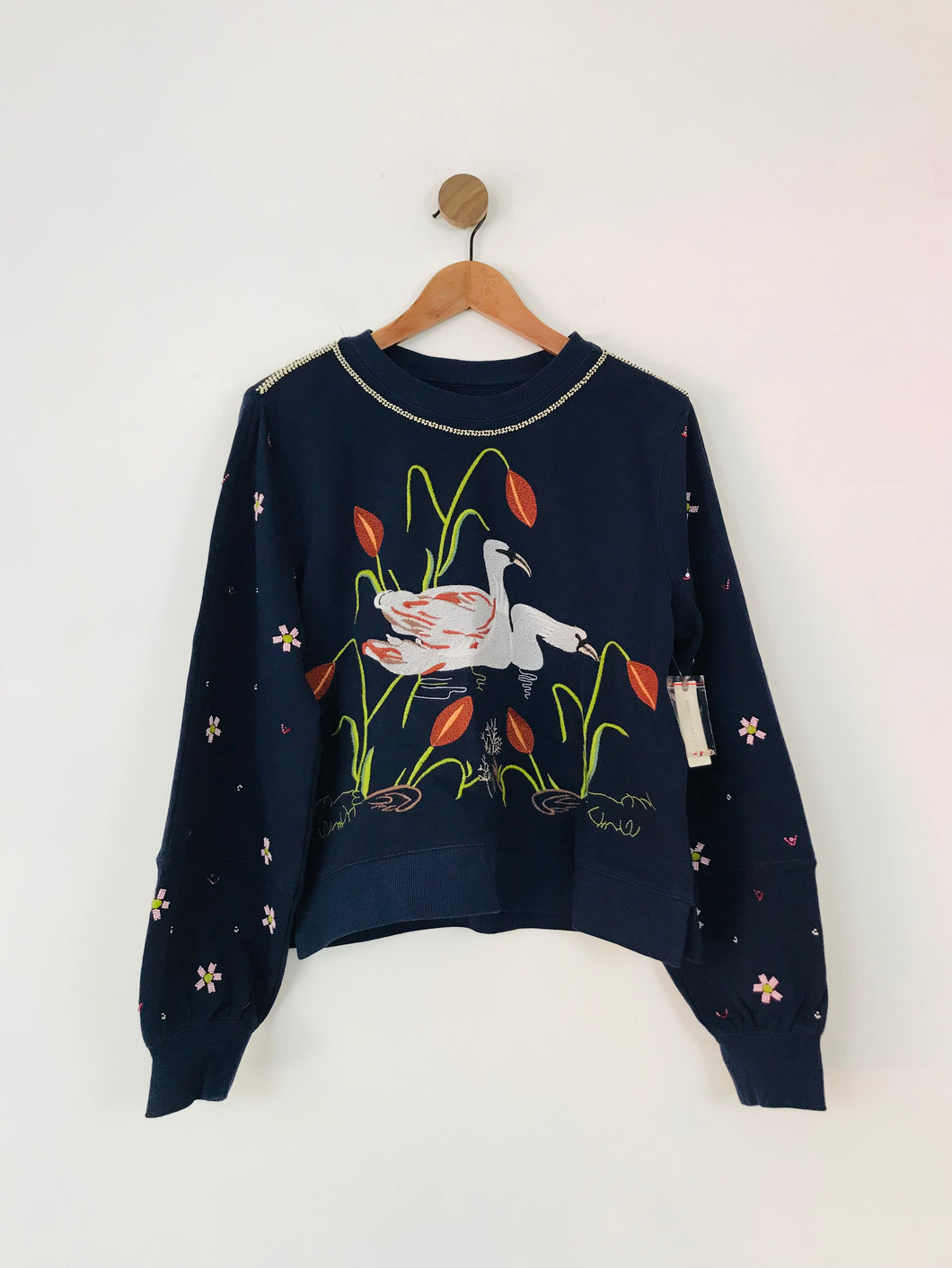 Anthropologie Women's Embroidered Jumper NWT | M UK10-12 | Blue