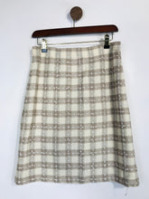 Load image into Gallery viewer, St. John Women&#39;s Tweed Check Gingham Pencil Skirt | M UK10-12 | Beige
