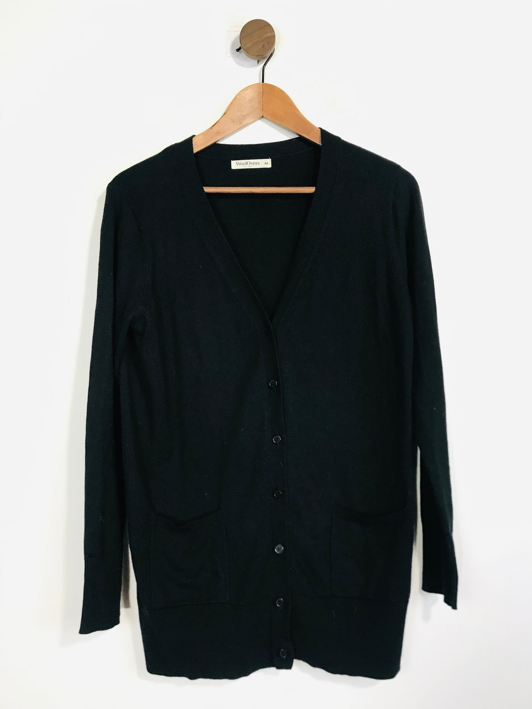 WoolOvers Women's Cotton Silk Cardigan | XS UK6-8 | Black