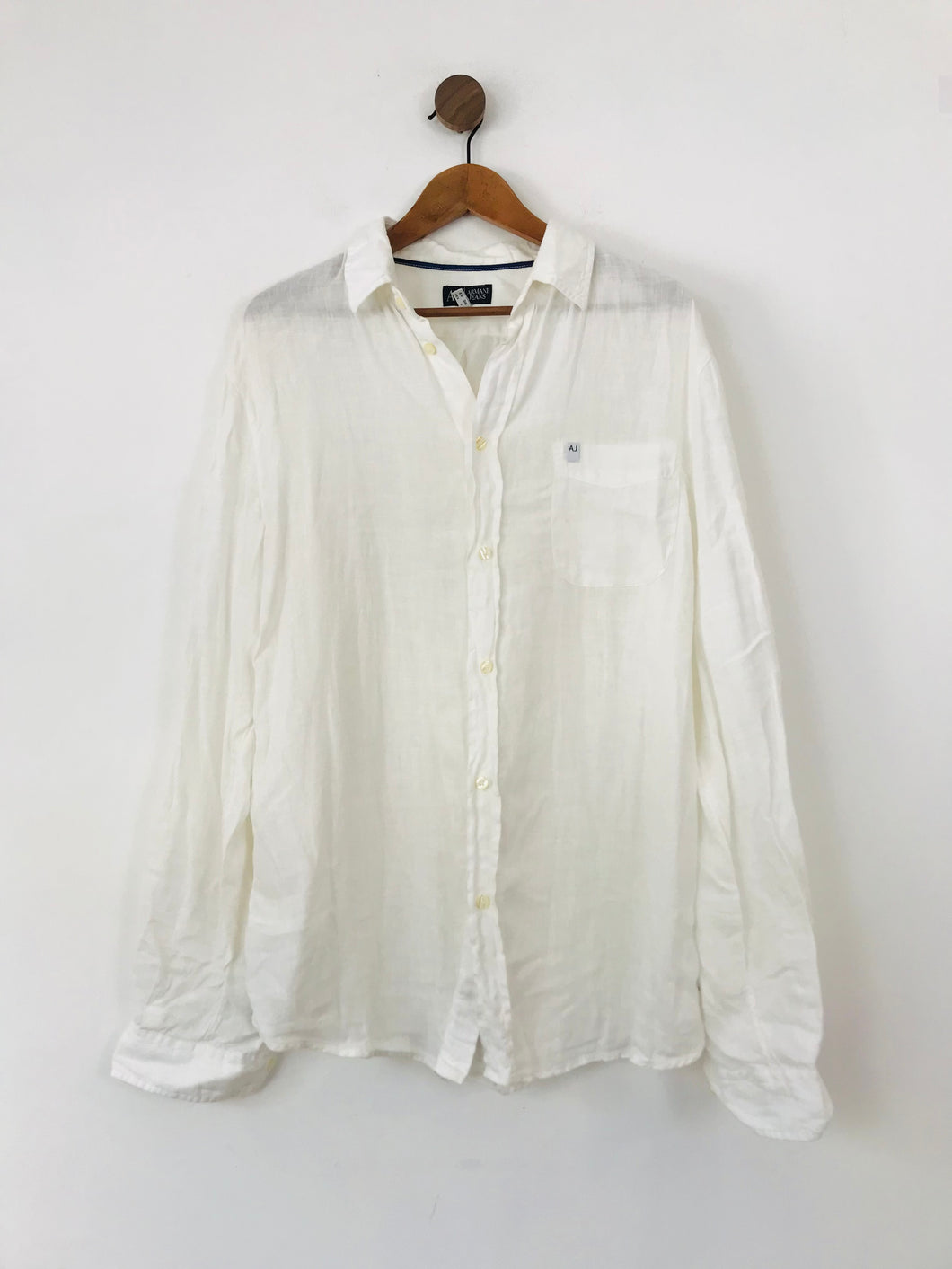 Armani Jeans Men's Linen Button-Up Shirt | XL | White