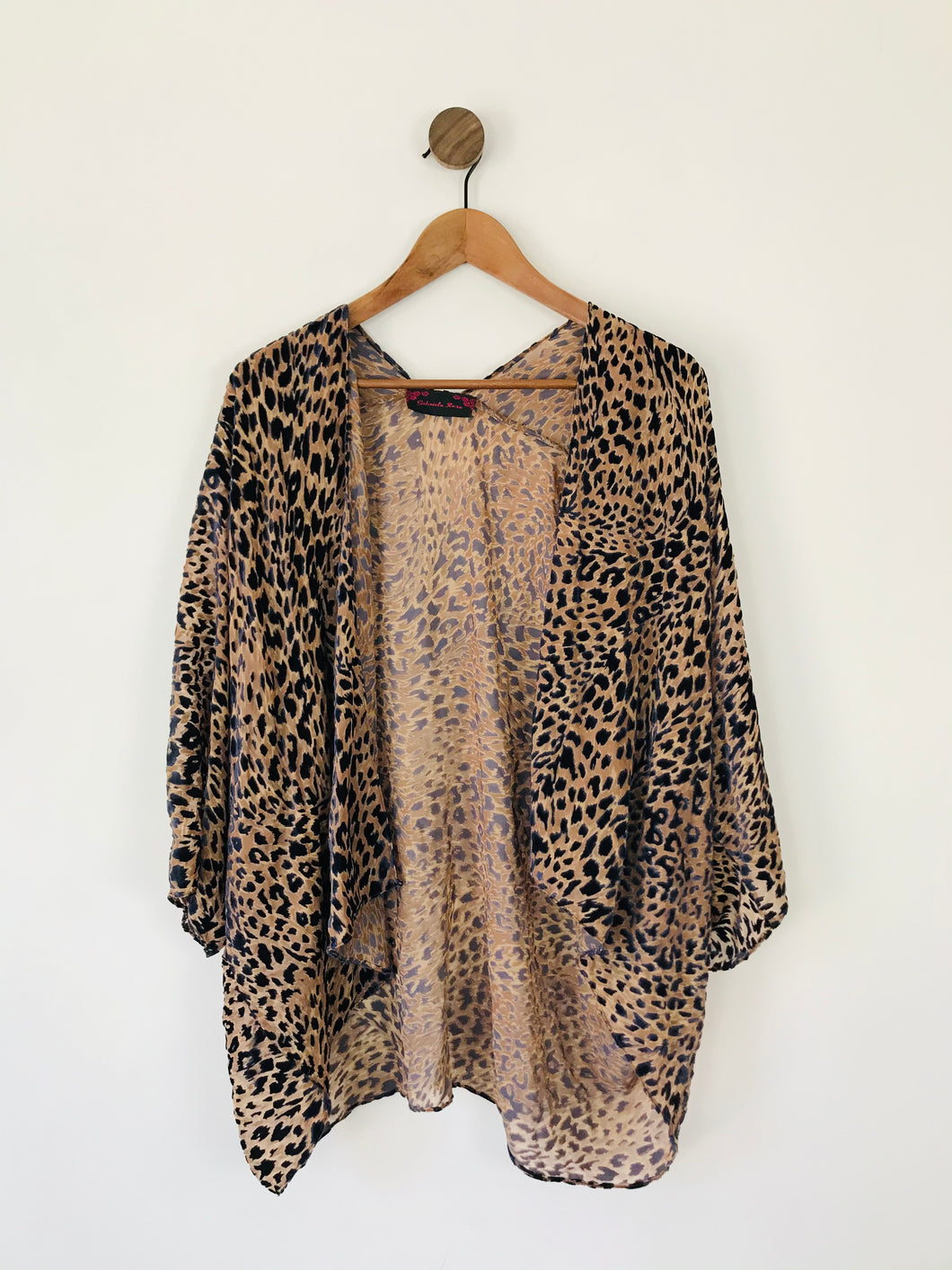 Gabriela Rose Women’s Velvet Leopard Print Cape Shawl Kimono | One Size | Brown