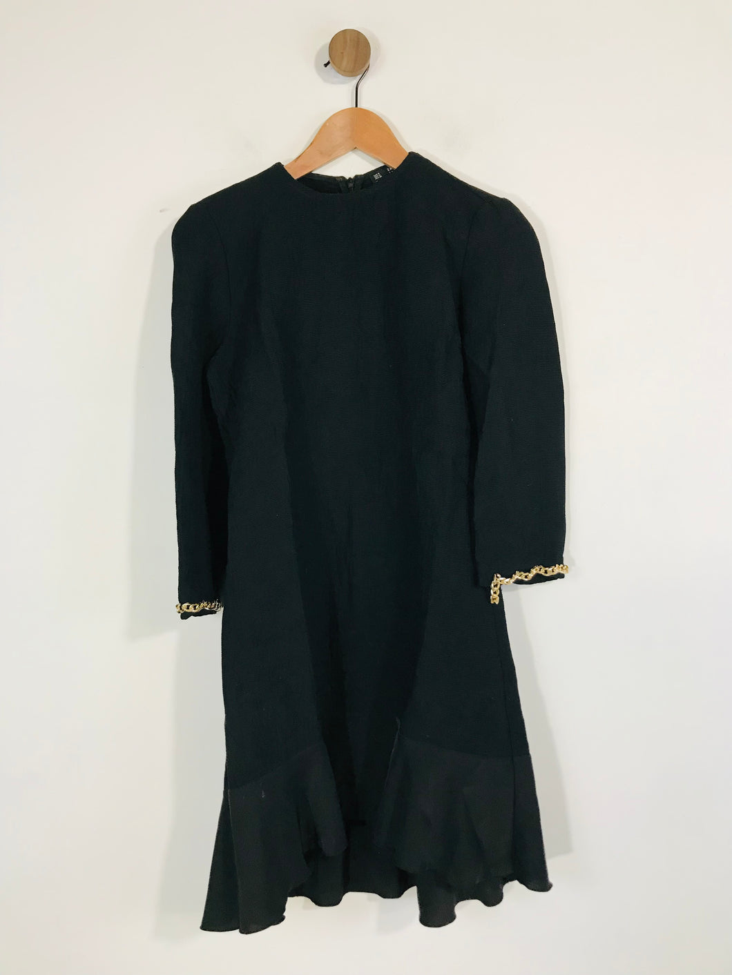 Zara Women's Embroidered Ribbed Sheath Dress | M UK10-12 | Black