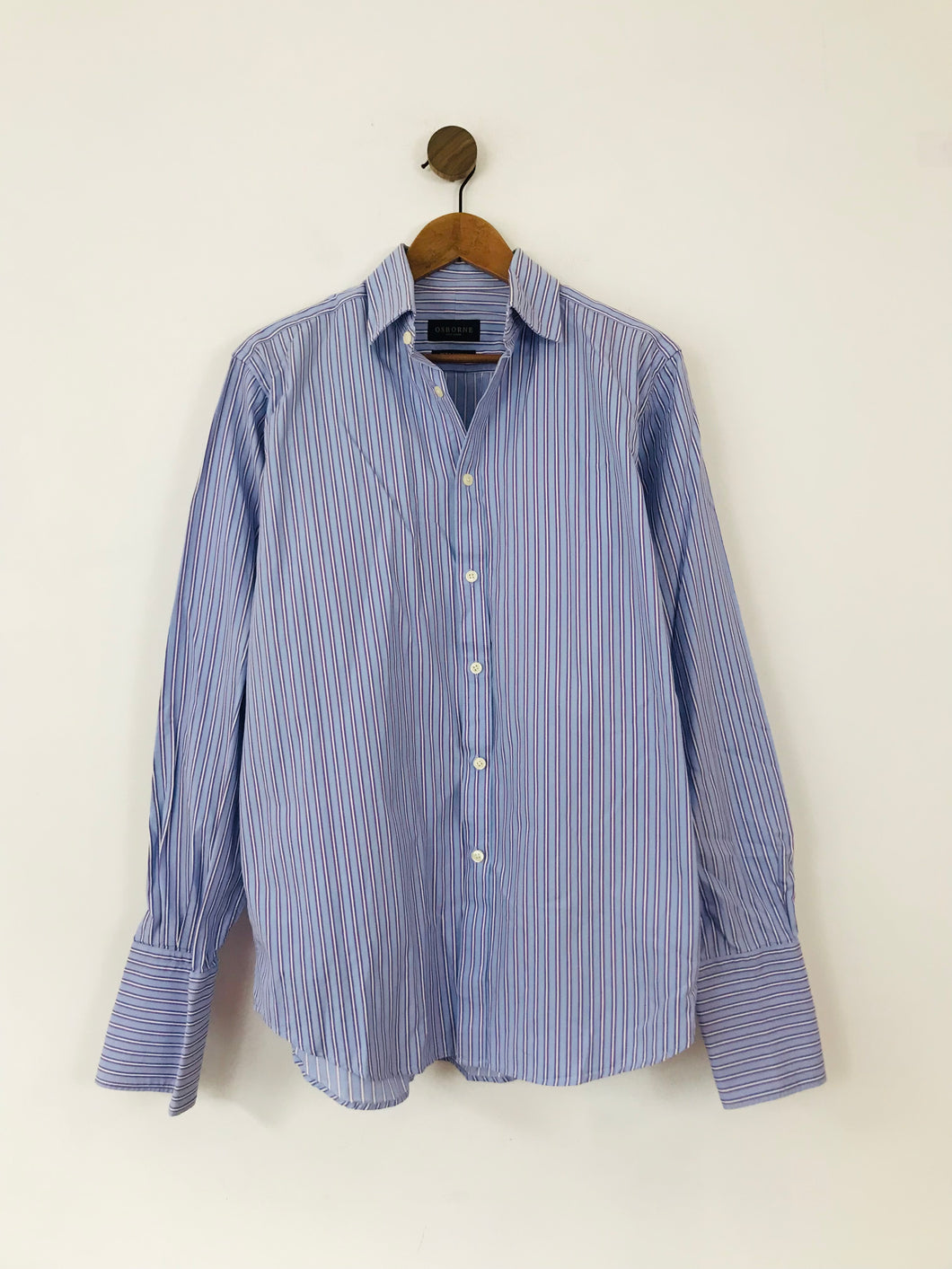 Osborne City Attire Men's Striped Button-Up Shirt | 41 | Blue