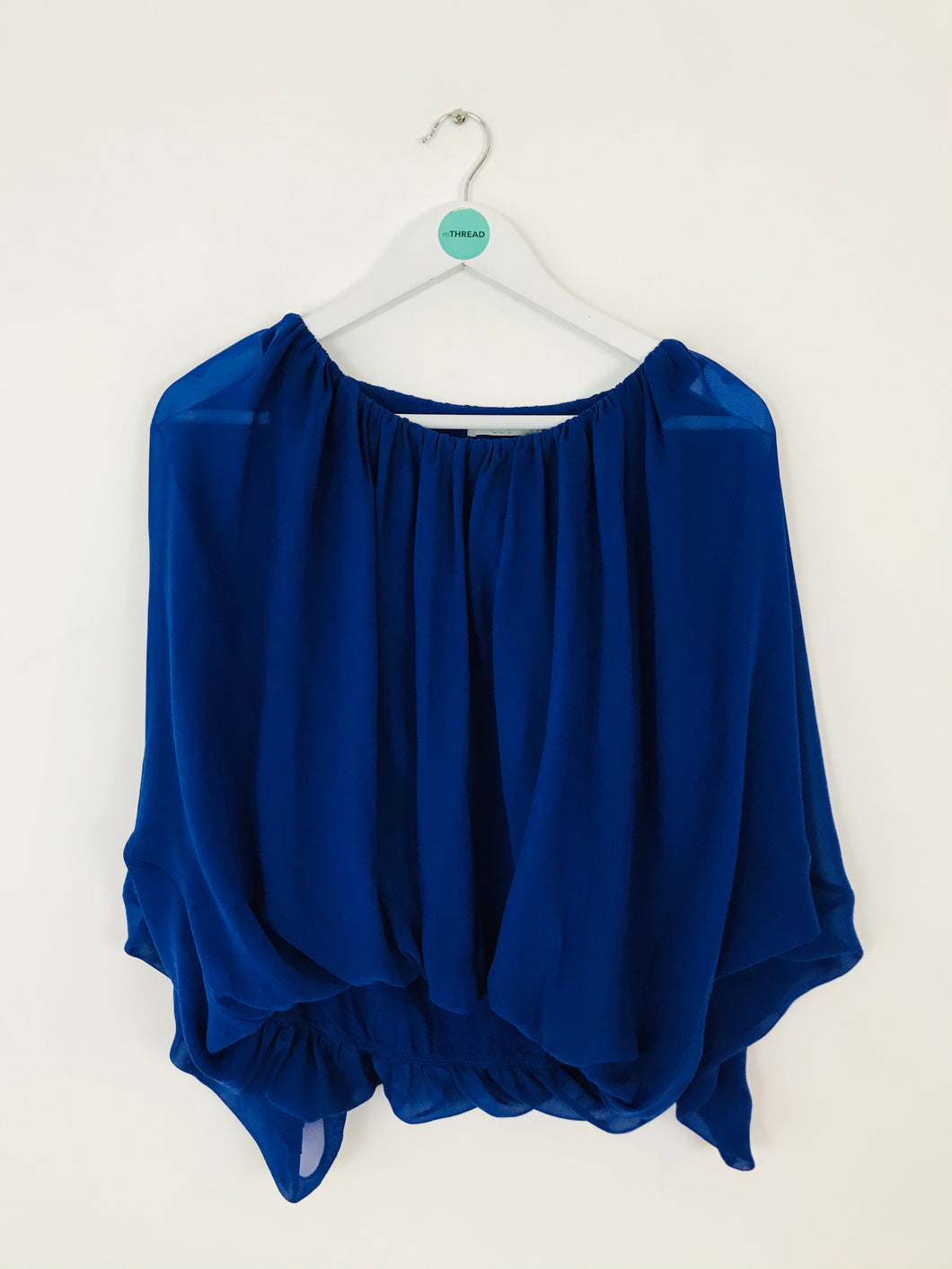 COS Women’s Ruched Oversized Batwing Long Sleeve Top | 36 UK8 | Blue