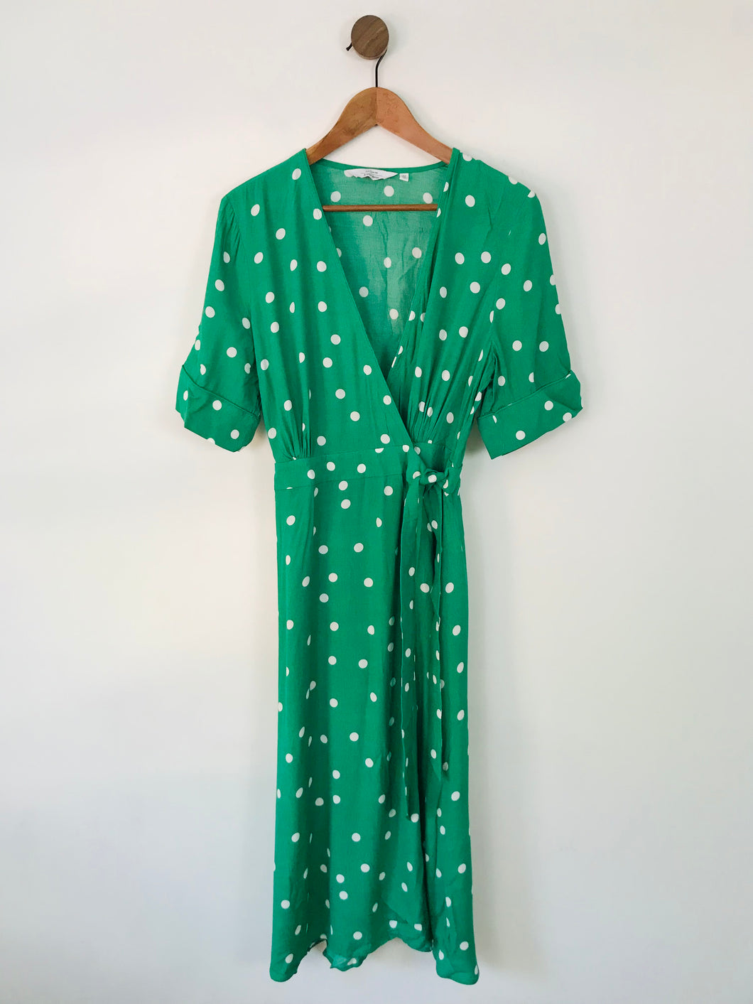 & Other Stories Women's Polka Dot Wrap Midi Dress | UK14 | Green