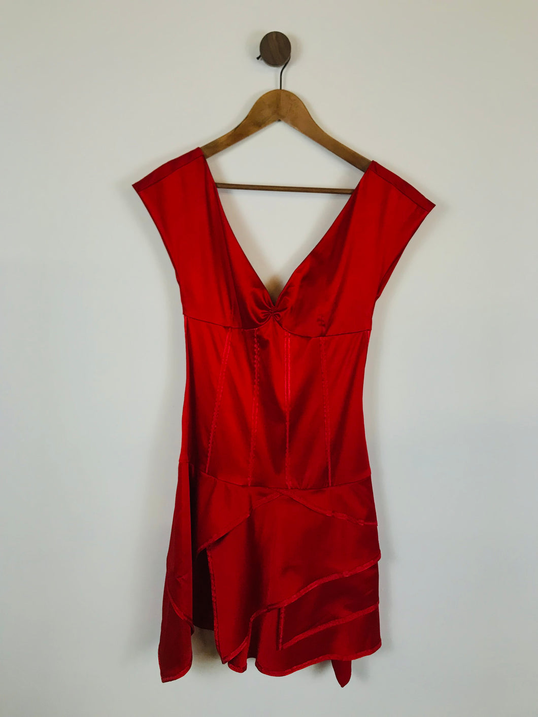 Mango Women's Ruffle Midi Dress | M UK10-12 | Red