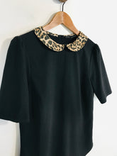 Load image into Gallery viewer, Zara Women&#39;s Peter Pan Collar Blouse | M UK10-12 | Black
