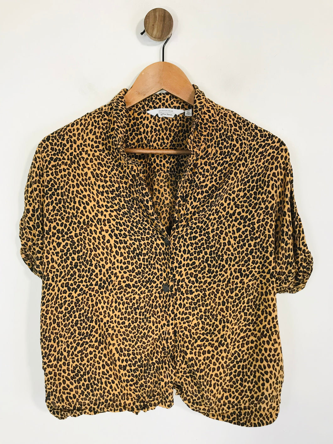 & Other Stories Women's Leopard Print Crop Button-Up Shirt | EU38 UK10 | Multicoloured