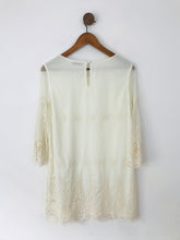 Load image into Gallery viewer, Darling Women&#39;s Embroidered Pearl Shift Dress | L | White
