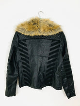 Load image into Gallery viewer, Stella Morgan Women’s Faux Leather Jacket with Fur Collar | UK14 | Blaxk
