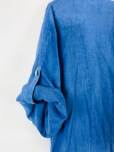Load image into Gallery viewer, C.Valentyne Women&#39;s Linen Loose Fit Shift Dress | UK16 | Blue
