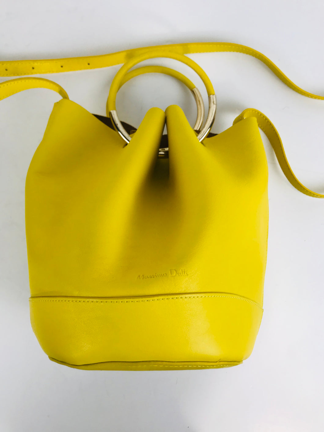 Massimo Dutti Women's Leather Shoulder Bag | OS | Yellow