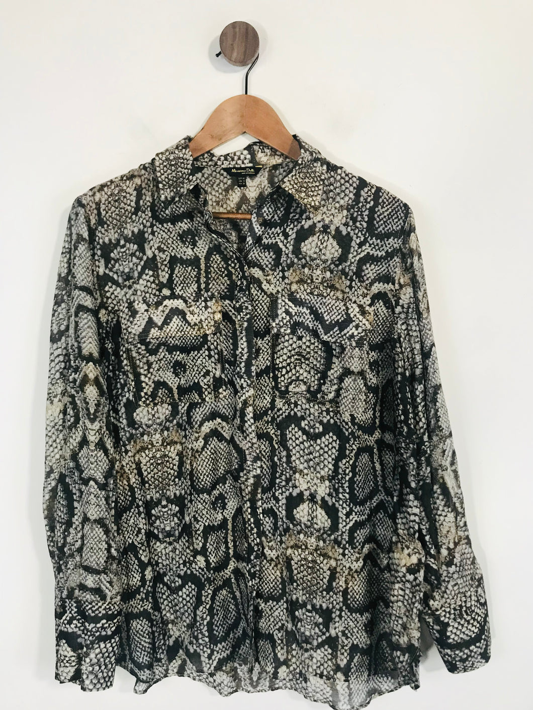 Massimo Dutti Women's Animal Print Button-Up Shirt | EU42 UK14 | Grey