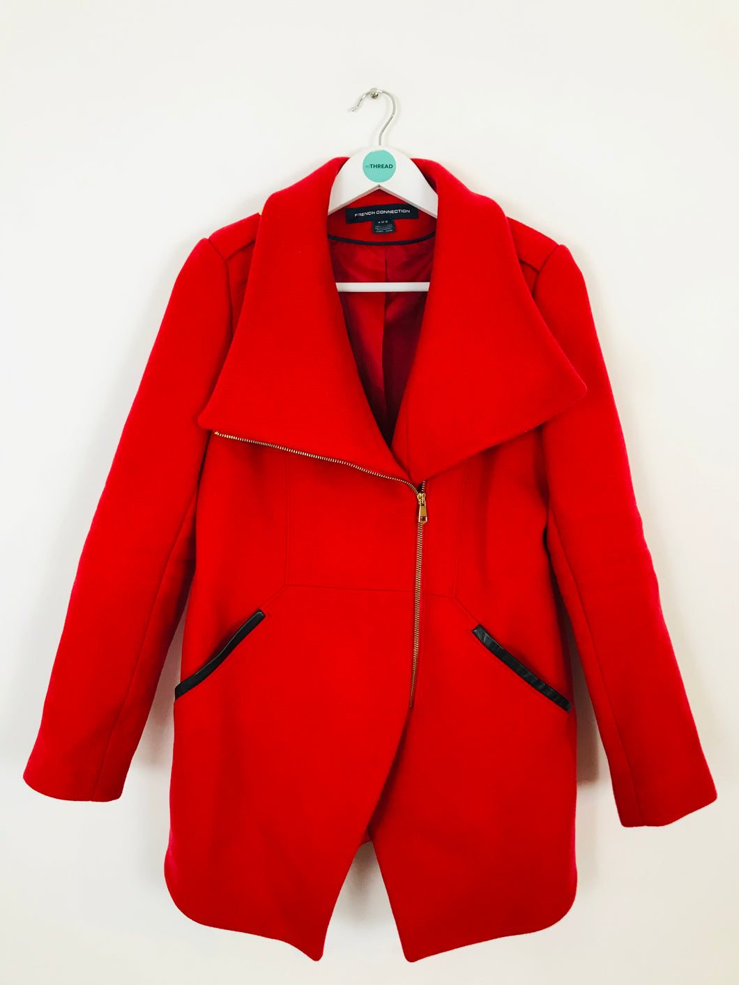 French Connection Women’s Wool Wrap Overcoat | UK14 | Red