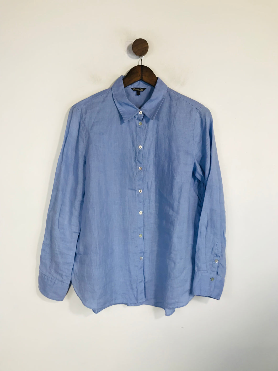 Massimo Dutti Women's Linen Button-Up Shirt | EU40 UK12 | Blue