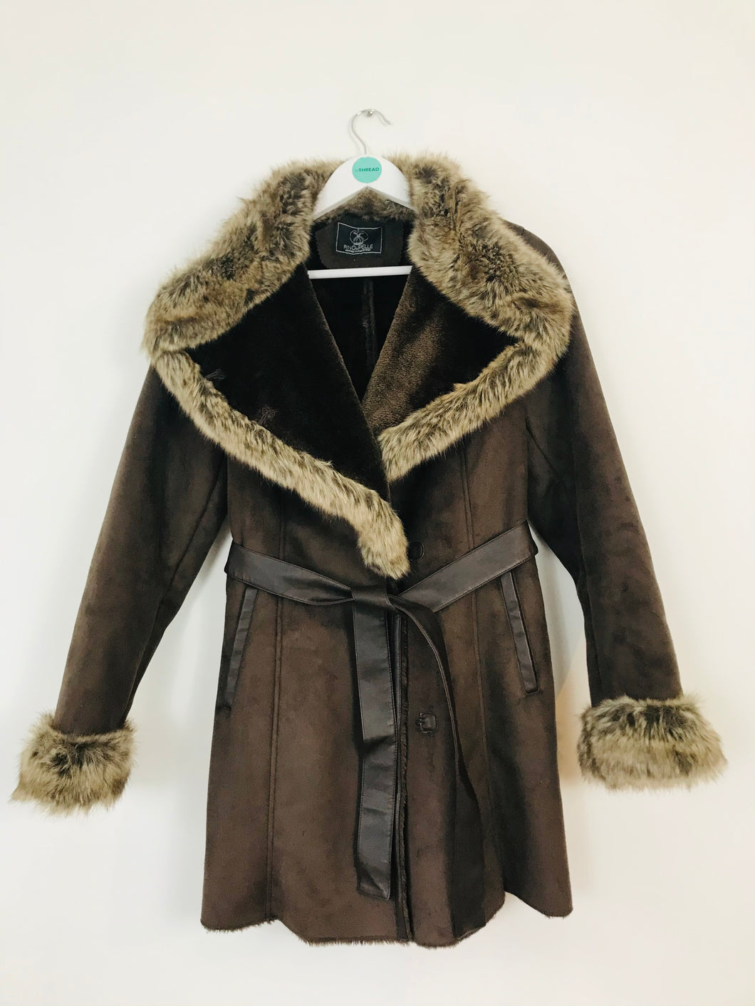 Rino & Pelle Women’s Faux Fur Suede Coat | UK10-12 | Brown