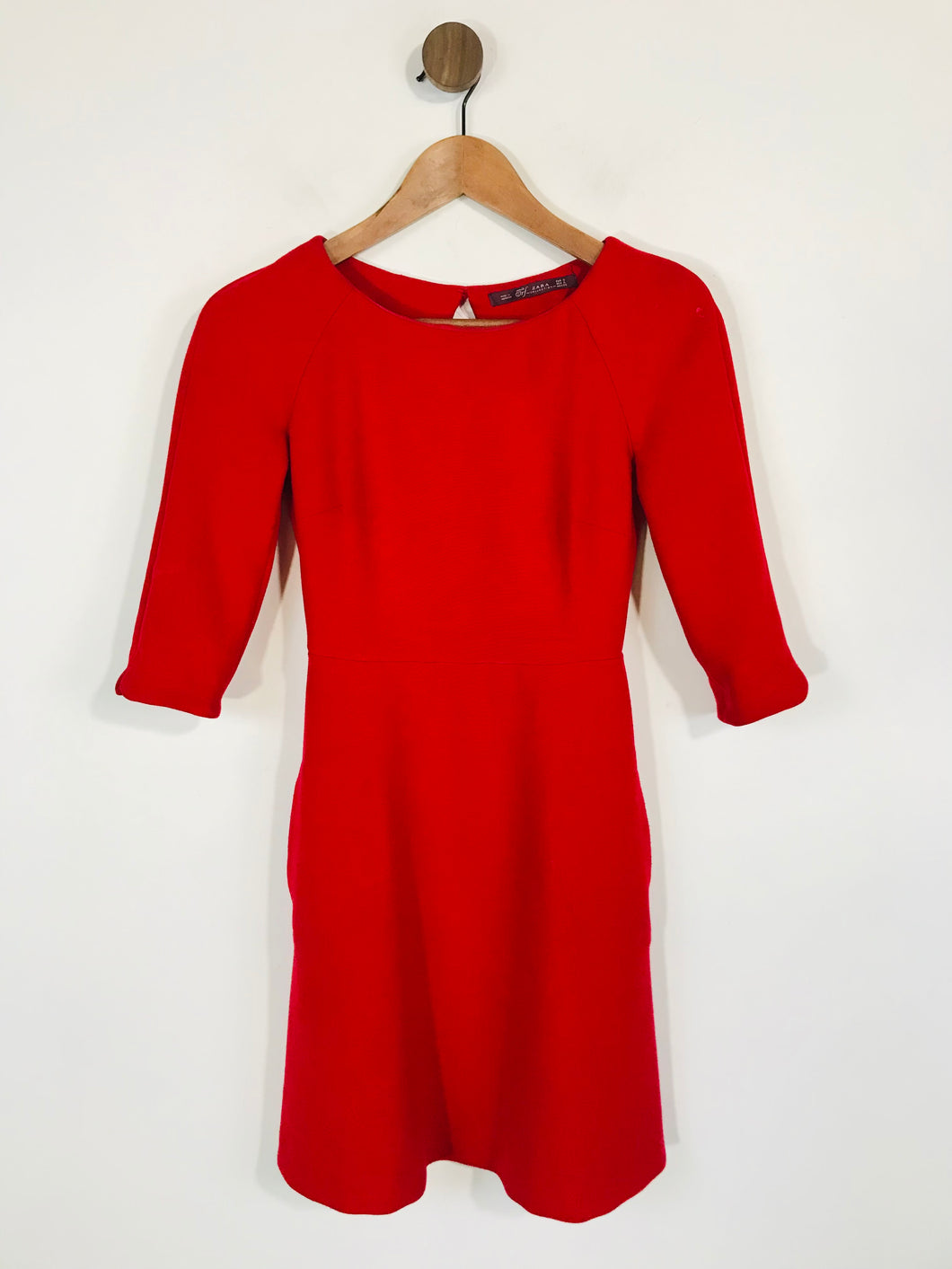Zara Women's Knit Long Sleeve A-Line Dress | S UK8 | Red