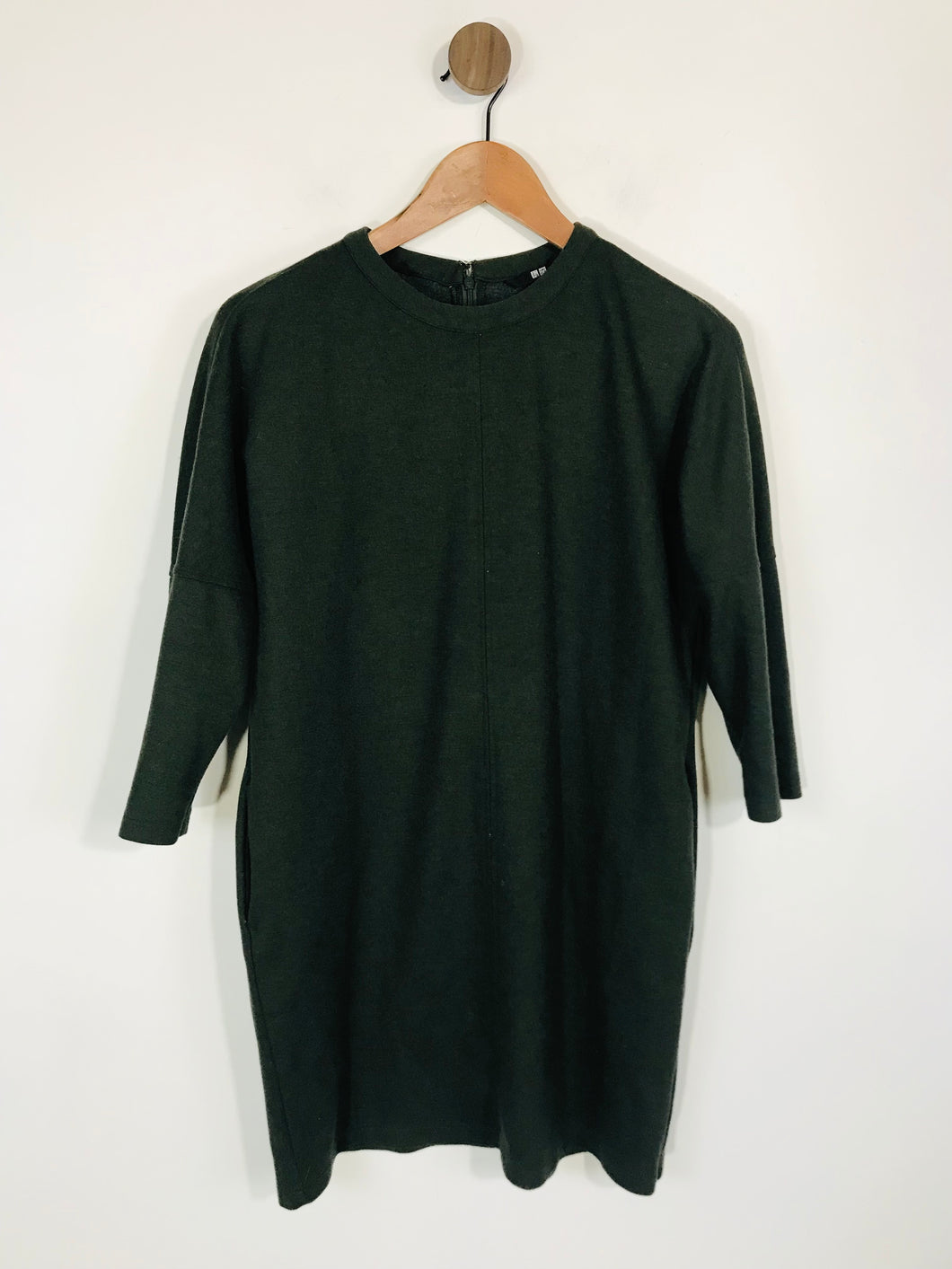 Uniqlo Women's Cotton Wool Shift Dress | S UK8 | Green