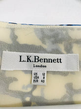 Load image into Gallery viewer, L.K. Bennett Women’s Sleeveless Patterned Blouse | UK12 | Blue
