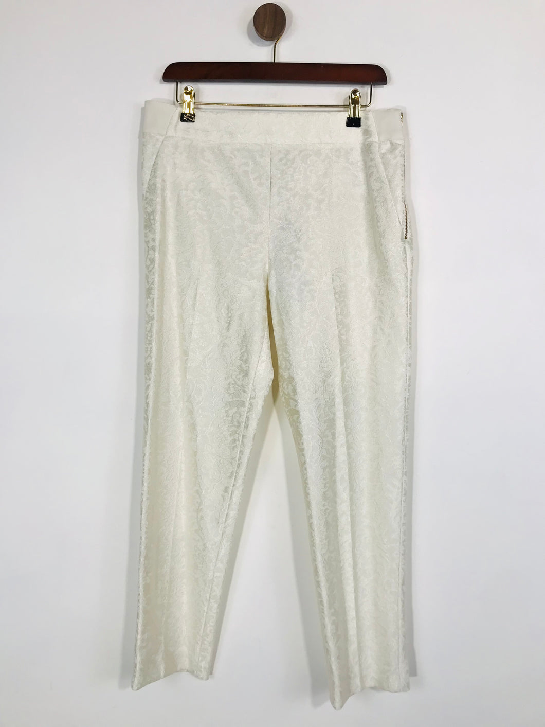 Coast Women's Jacquard Tapered Smart Trousers NWT | UK12 | White