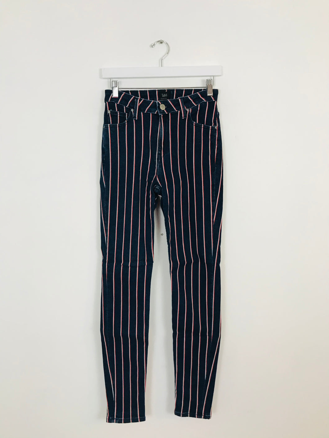 Lee Women’s Pin Stripe Skinny Slim Jeans | 28 UK8-10 | Blue