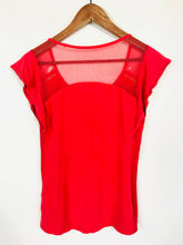 Load image into Gallery viewer, Karen Millen Women&#39;s Panelled Mesh T-Shirt | UK10 | Red
