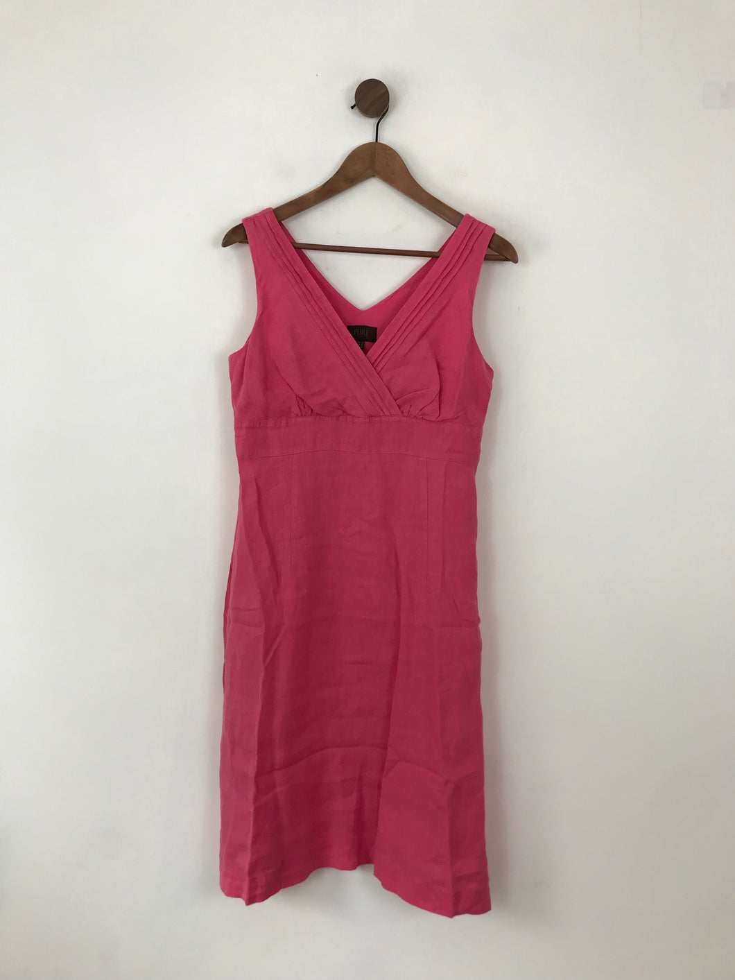 Pure Collection Women's Linen Fitted A-Line Dress | UK12 | Pink