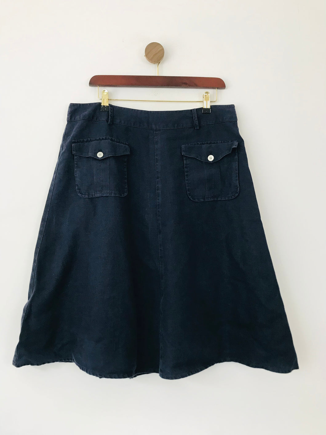 Hobbs Women's Linen A-Line Skirt | UK14 | Blue