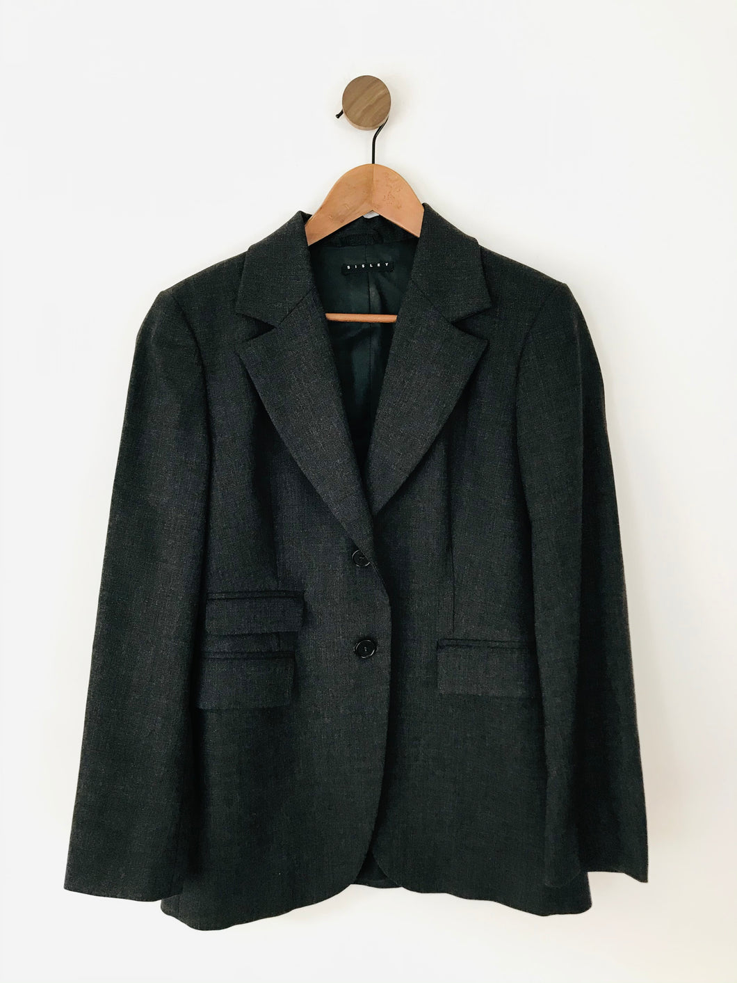 Sisley Women's Smart Longline Wool Blazer Jacket | 42 UK14 | Grey