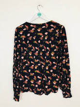 Load image into Gallery viewer, L.K. Bennett Women’s Floral Long Sleeve Blouse Top | M | Navy Blue

