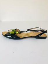 Load image into Gallery viewer, LK Bennett Women&#39;s Crystal Patent Leather Sandals | 39 UK6 | Black
