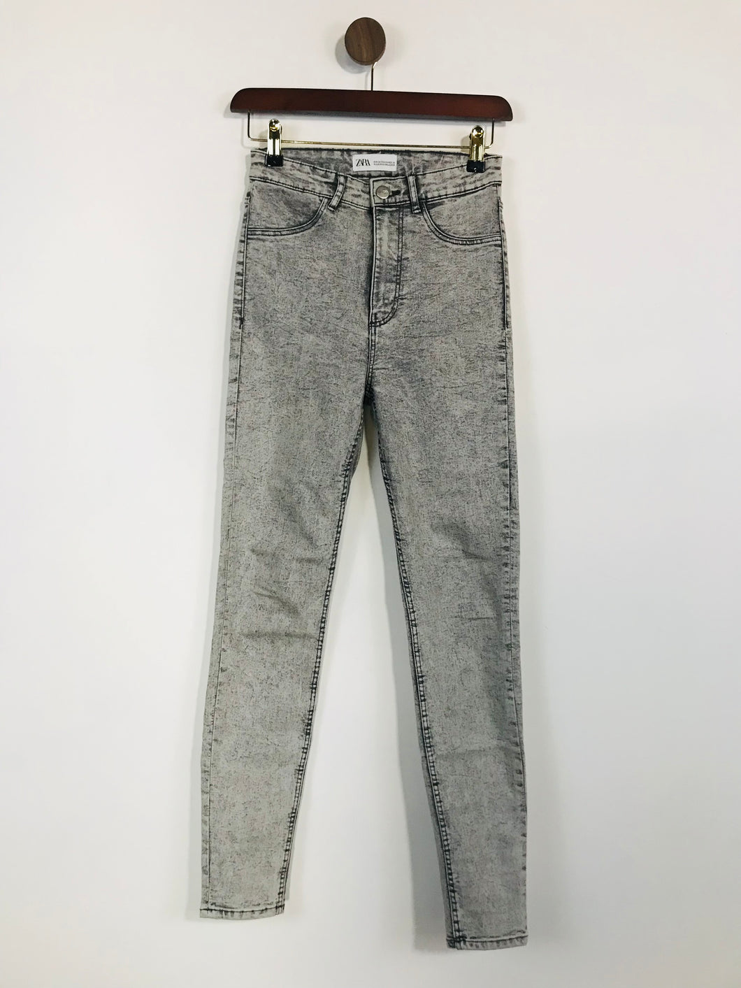 Zara Women's Acid Wash Jeggings Jeans | US4 UK8 | Grey