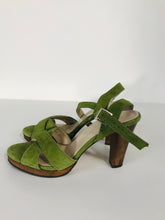 Load image into Gallery viewer, Boden Women&#39;s Leather Open Toe Heels | EU39 | Green
