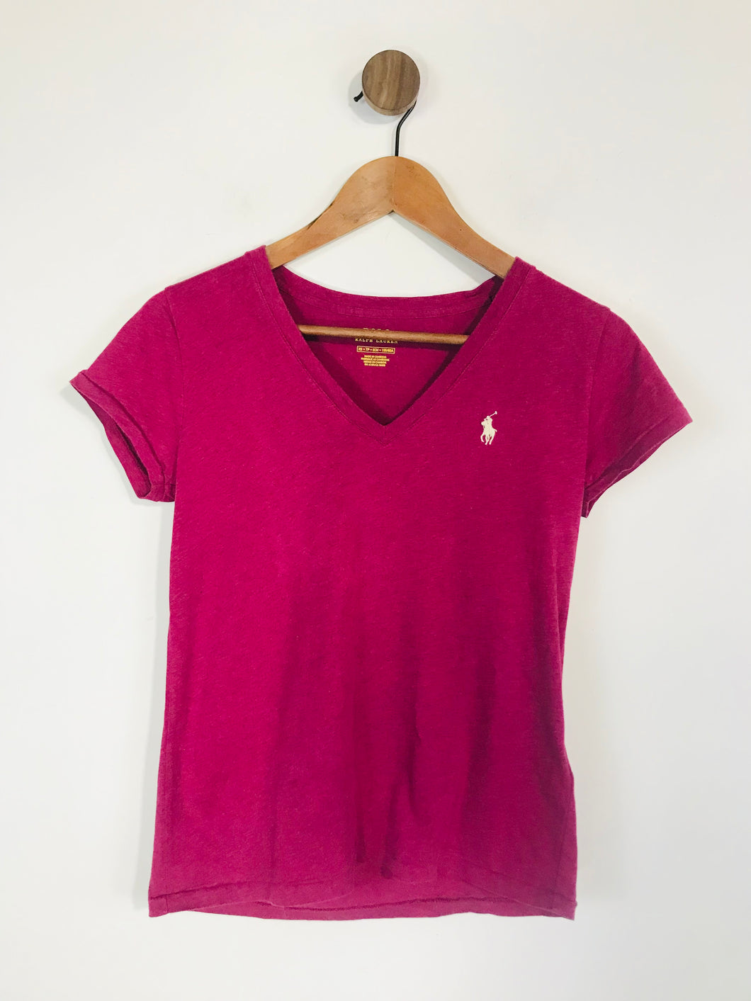 Polo Ralph Lauren Women's Cotton V Neck T-Shirt | XS UK6-8 | Red