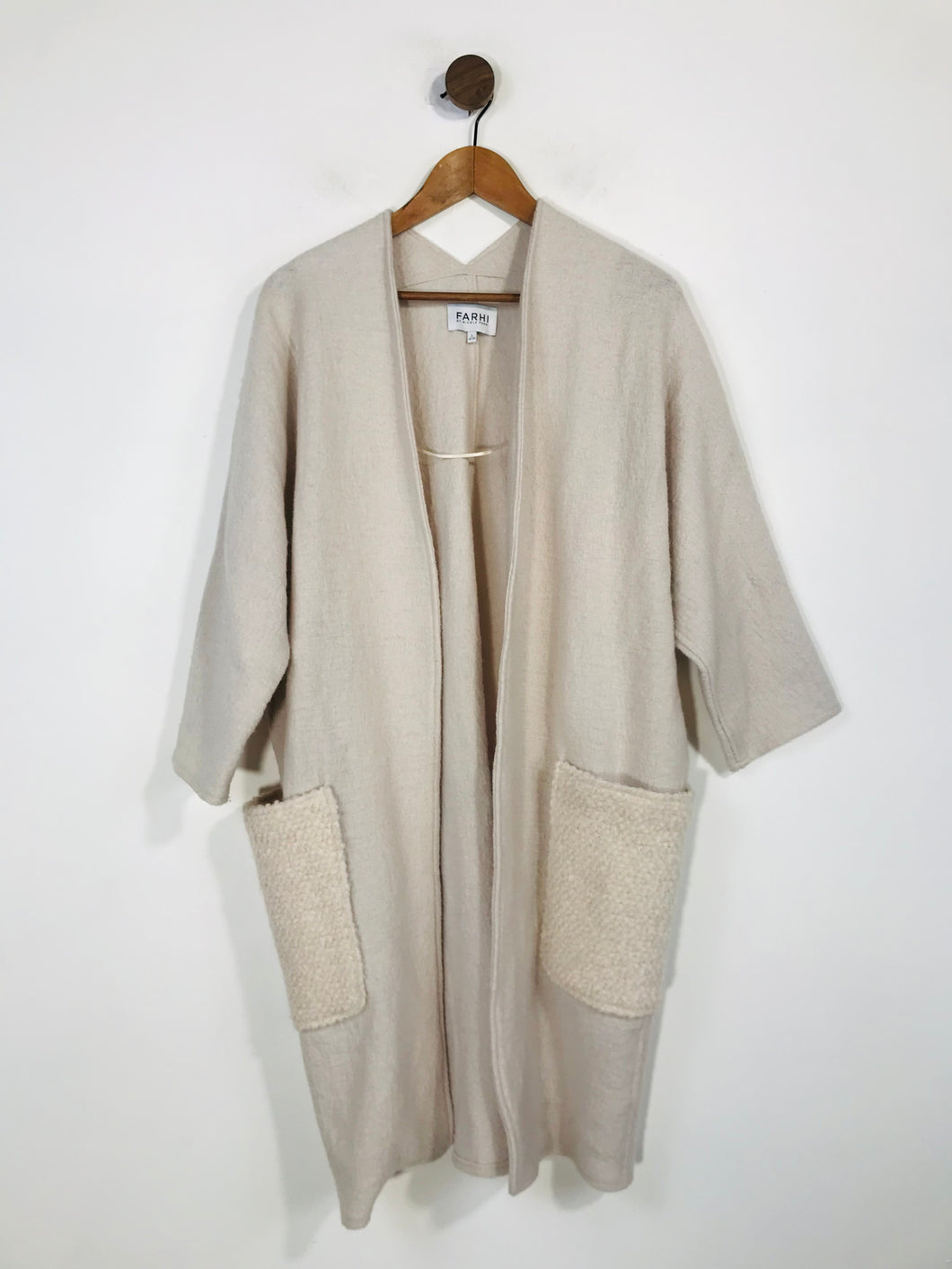 Nicole Farhi Women's Wool Long Cardigan | S UK8 | Beige