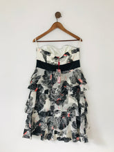 Load image into Gallery viewer, Monsoon Women’s 100% Silk Strapless A-line Dress NWT | UK14 EU42 | Black White
