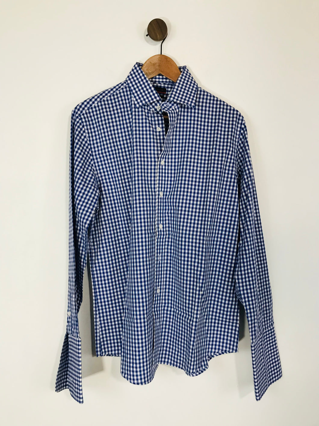 Pierre Cardin Men's Check Button-Up Shirt | M | Blue