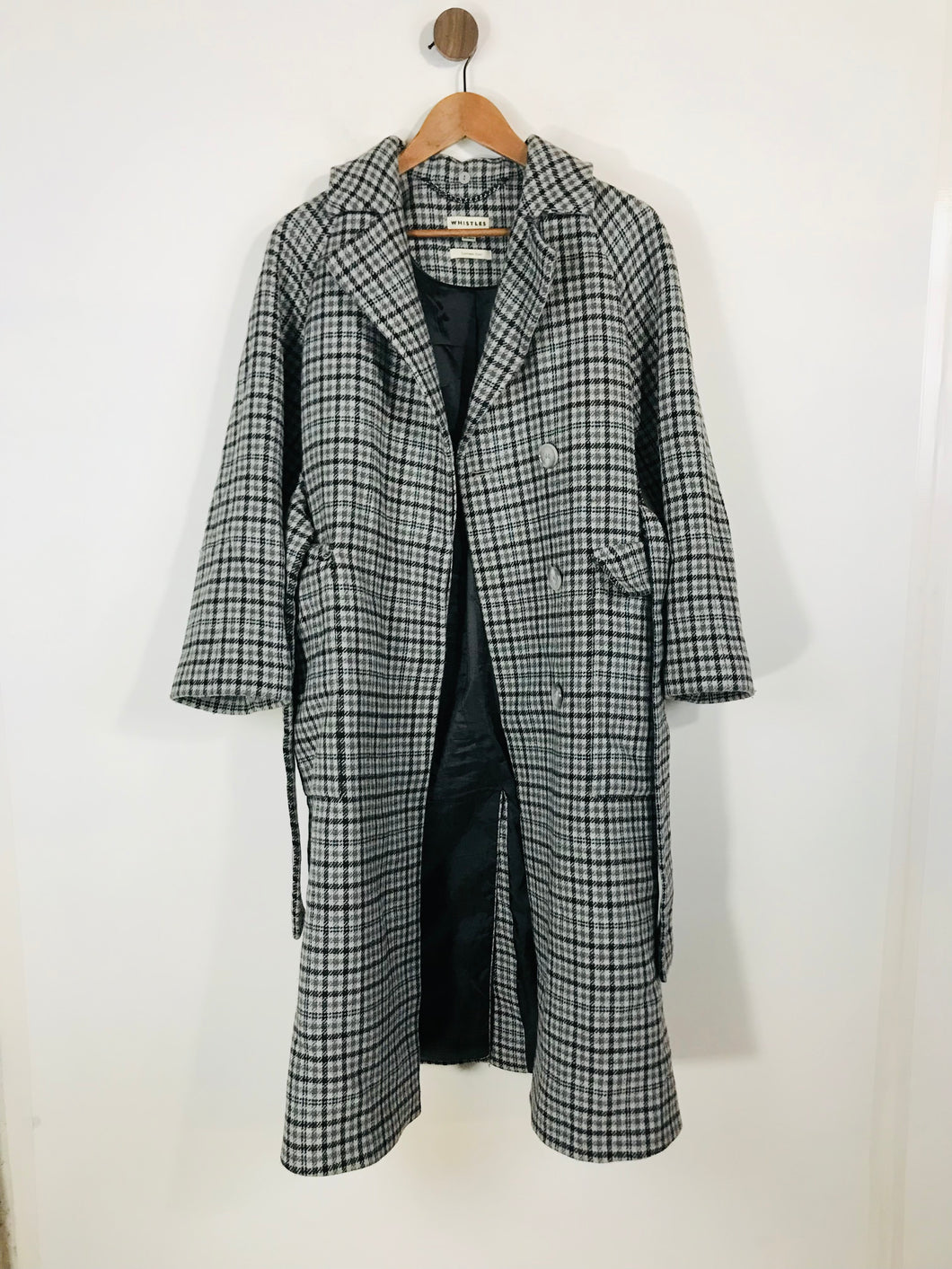 Whistles Women's Check Smart Overcoat Coat | XS UK6-8 | Multicoloured