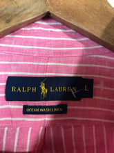 Load image into Gallery viewer, Ralph Lauren Men&#39;s Linen Striped Button-Up Shirt | L | Pink
