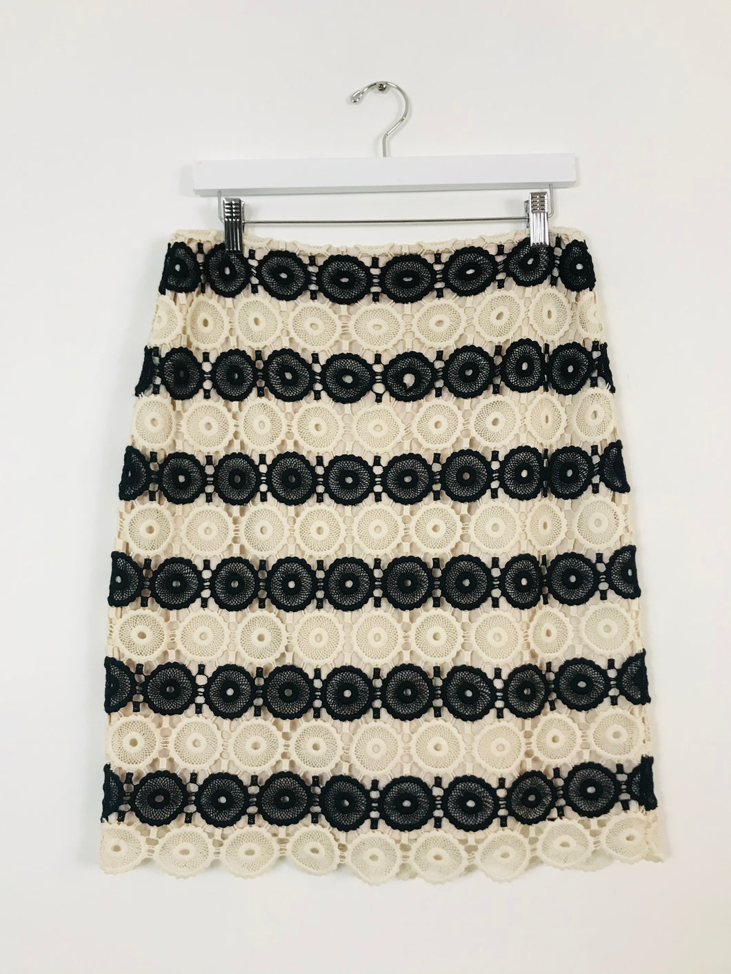 L.K.Bennett Women’s Crochet Pencil Skirt | UK12 | Black and White