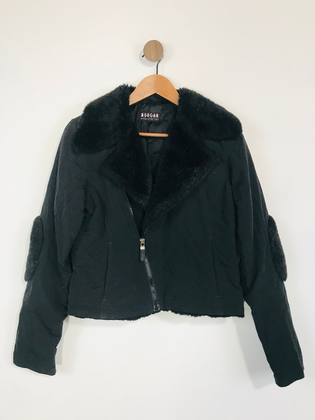 Morgan De Toi Women's Faux Fur Insulated Biker Jacket | T-2 M | Black