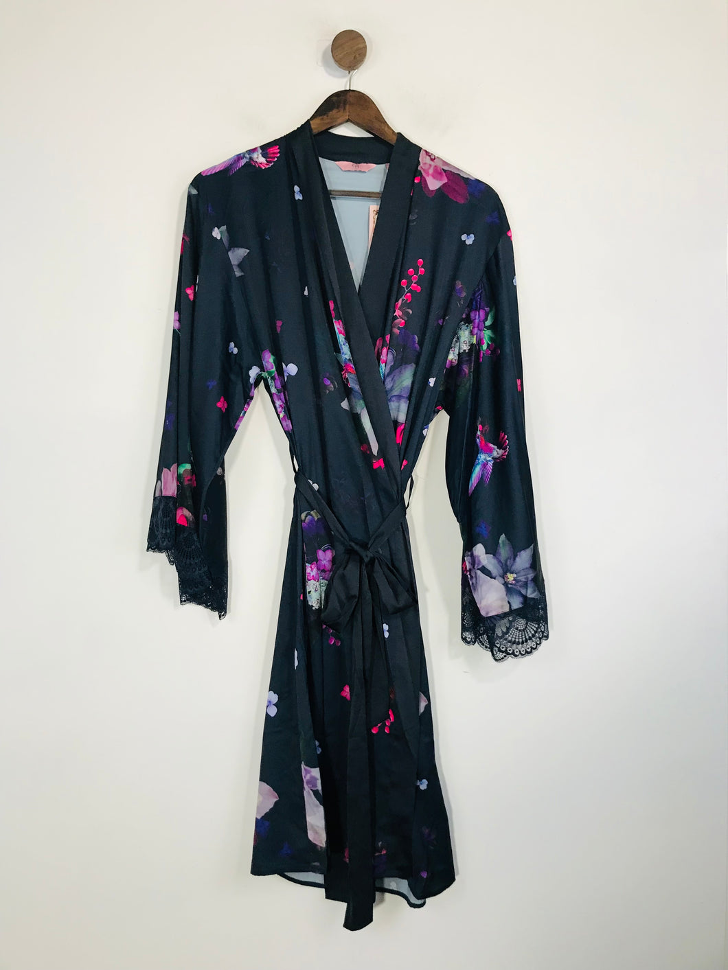 B by Ted Baker Women's Floral Satin Dressing Gown NWT | UK8-10 | Black