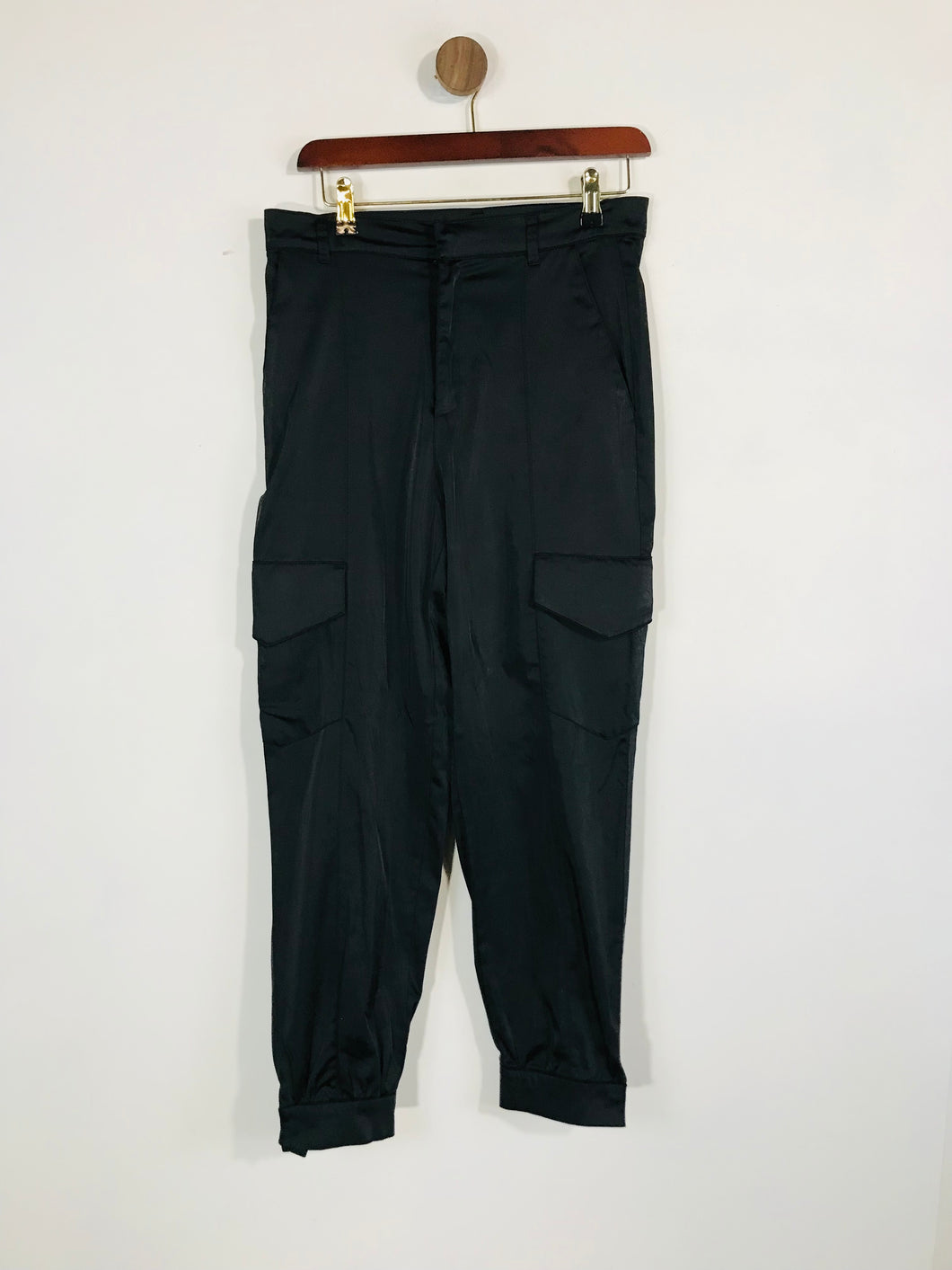 Zara Women's High Waist Cargo Casual Trousers | M UK10-12 | Black