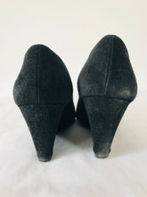 Load image into Gallery viewer, L.K. Bennett Women’s Wedge Slip-On Suede Heels | 39 UK6 | Black
