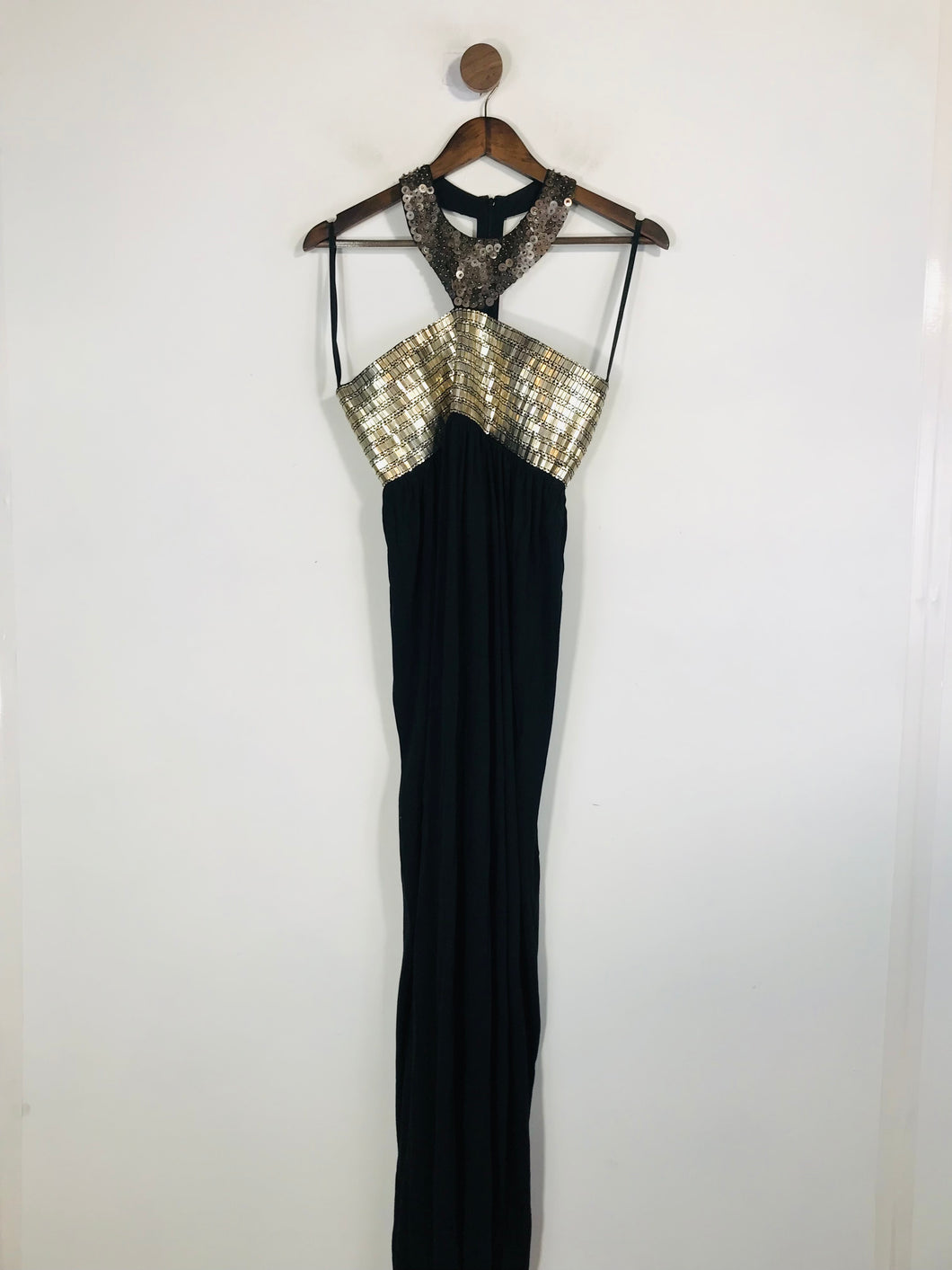 French Connection Women's Halter Neck Embellished Maxi Dress NWT | UK10 | Black