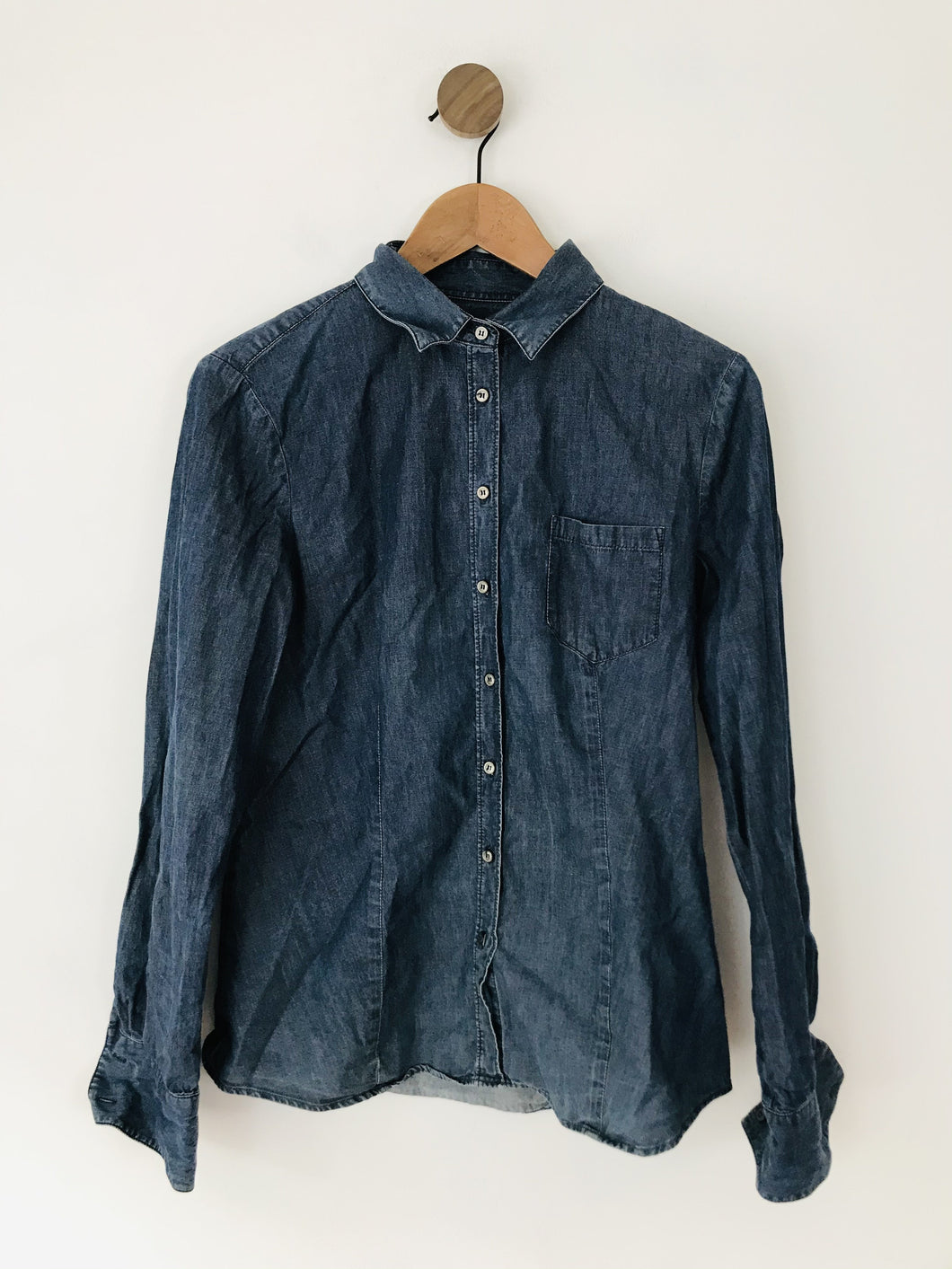 Sisley Women's Denim Long Sleeve Button-Up Shirt | M UK12 | Blue